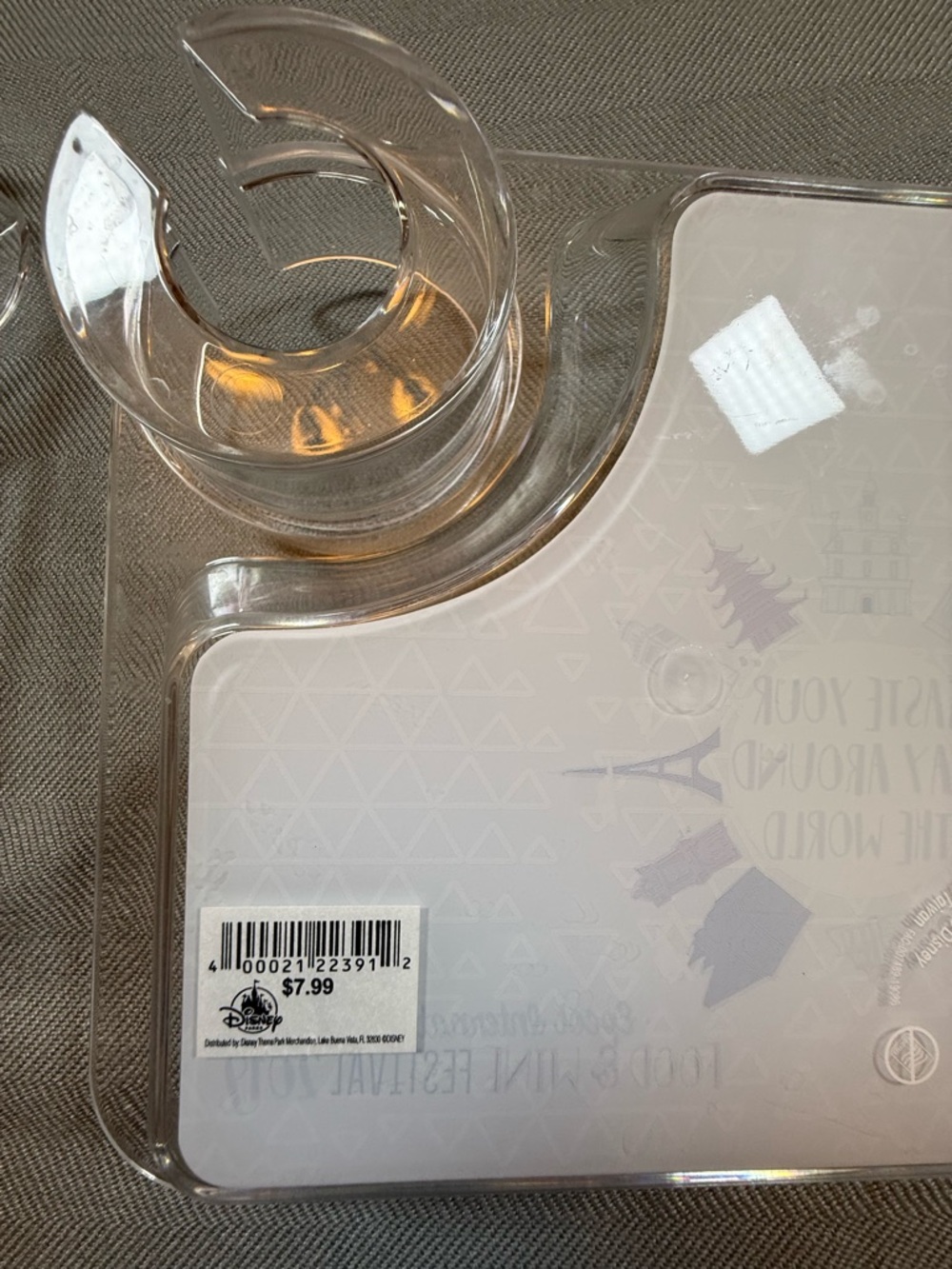 Disney 2019 Food and Wine Clear Plastic Snack Tray with Cup Holder - Picture 3 of 10